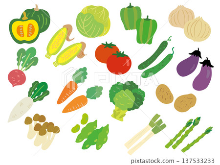 Cute vegetable background illustration set Cute vegetable background illustration set 137533233