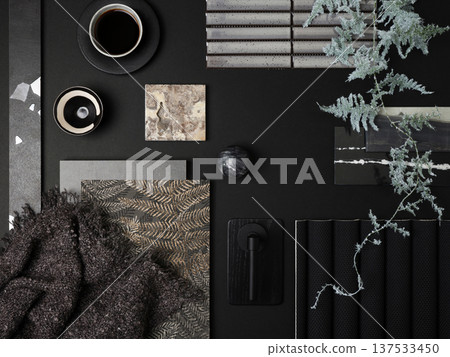 flat lay of black and white photo album, photo 137533450