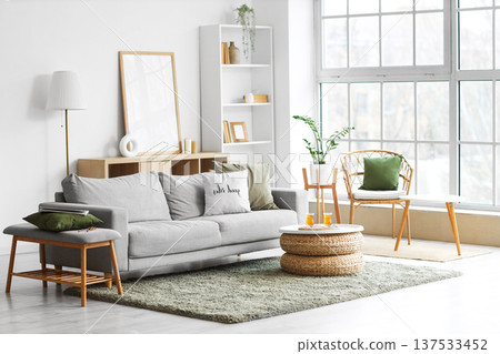 cozy living room with sofa and chair 137533452