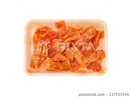 Pack of tsukudani (simmered fish paste) with small shrimp [white background, cutout] 137533534