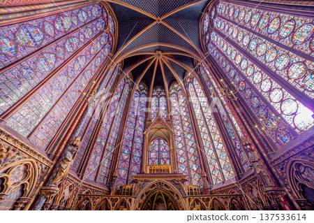 sainte-chapelle stained glasses windows, Paris, France 137533614