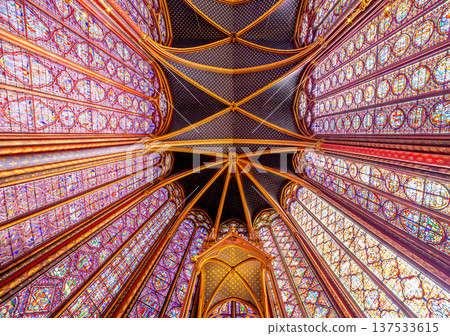 sainte-chapelle stained glasses windows, Paris, France 137533615