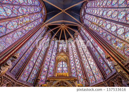 sainte-chapelle stained glasses windows, Paris, France 137533616