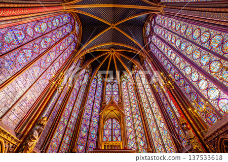 sainte-chapelle stained glasses windows, Paris, France 137533618