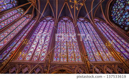 sainte-chapelle stained glasses windows, Paris, France 137533619