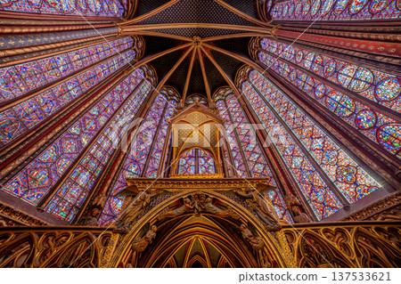 sainte-chapelle stained glasses windows, Paris, France 137533621