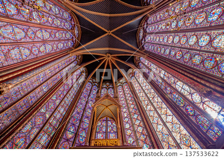 sainte-chapelle stained glasses windows, Paris, France 137533622
