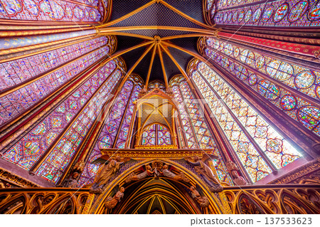 sainte-chapelle stained glasses windows, Paris, France 137533623