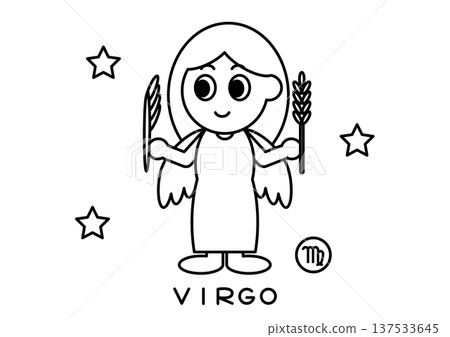 Cute Virgo black and white illustration Cute Virgo black and white illustration 137533645