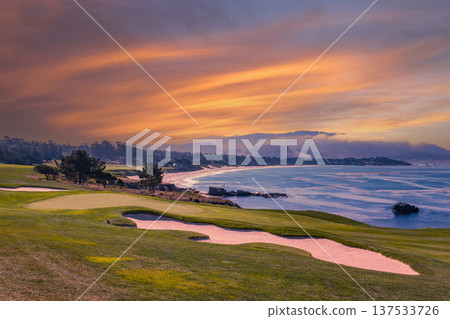 Pebble Beach golf course, Monterey, California, USA Pebble Beach golf course, Monterey, California, USA 137533726
