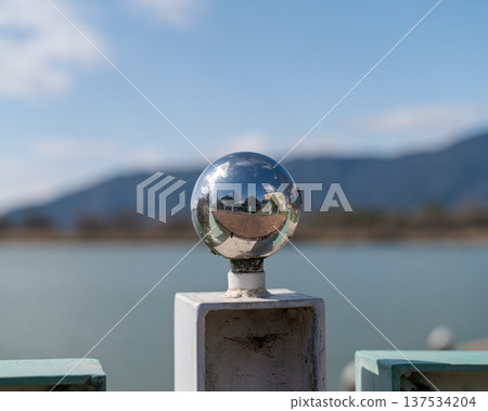 Glass ball, reflection, sphere, landscape, optics, glass ball, Japanese landscape, background material, art Glass ball, reflection, sphere, landscape, optics, glass ball, Japanese landscape, background material, art 137534204