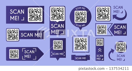 QR code scanner icons set isolated on background 137534211