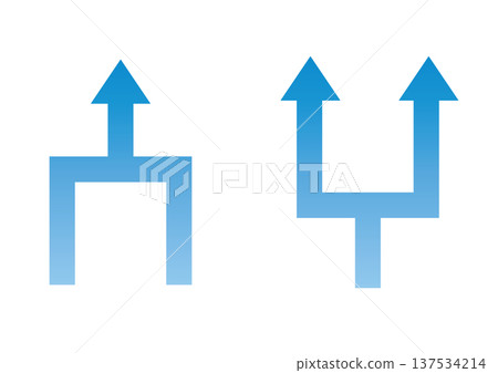 Blue gradient branching arrow icon business flowchart material Blue gradient branching arrow icon business flowchart material 137534214