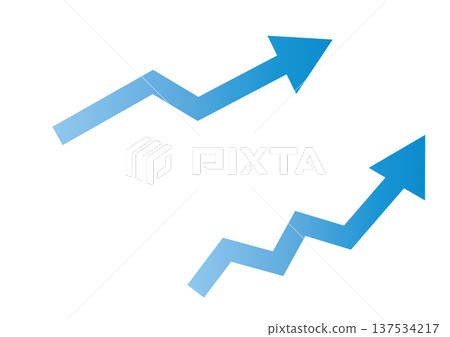 藍色漸變增長箭頭圖標，用於商業圖表素材 137534217