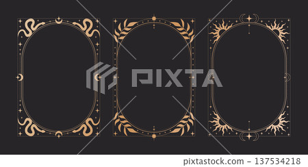 Mystical tarot card frames set with celestial moon 137534218