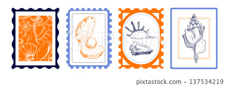 Vintage surf stamp, summer travel posters 137534219