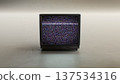 Retro Style Old TV Set with TV static on screen. Vintage 80s analog television with grain and No signal white noise. Broken television. White Studio Background. For mock up VFX compositing. 137534316