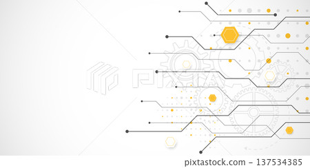 Circuit board digital abstract background. Motherboard technology texture design. AI semiconductor and computer processor on tech bg. Vector illustration 137534385