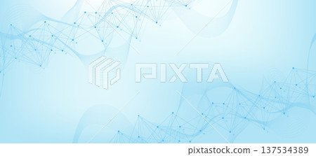Geometric abstract background with connected line and dots. Structure molecule and communication. Big Data Visualization. Medical, technology, science background. Vector illustration. 137534389
