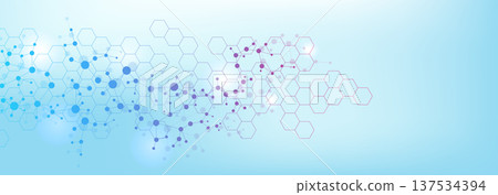 Molecular structure DNA, atom, neurons. Medical, technology, chemistry, science background. Science concept for your design. Connected lines with dots. Vector illustration. 137534394