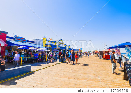 Santa Monica Pier on a holiday in Los Angeles Santa Monica Pier on a holiday in Los Angeles 137534528