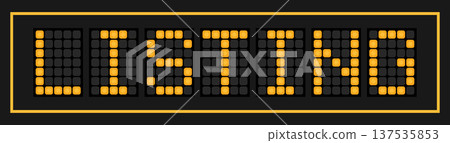 Orange color led banner in word listing on black background Orange color led banner in word listing on black background 137535853