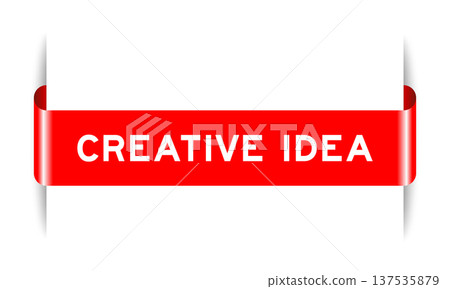 Red color inserted label banner with word creative idea on white background Red color inserted label banner with word creative idea on white background 137535879