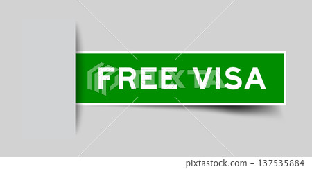 Green color square shape sticker label with word free visa inserted in gray background Green color square shape sticker label with word free visa inserted in gray background 137535884