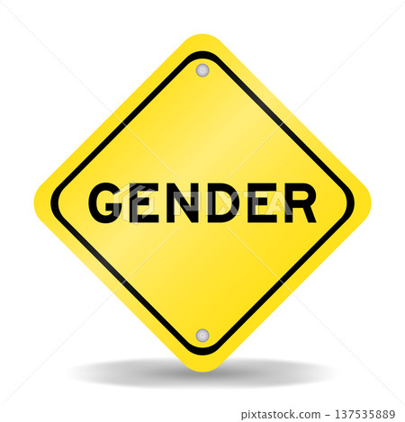Yellow color transportation sign with word gender on white background Yellow color transportation sign with word gender on white background 137535889