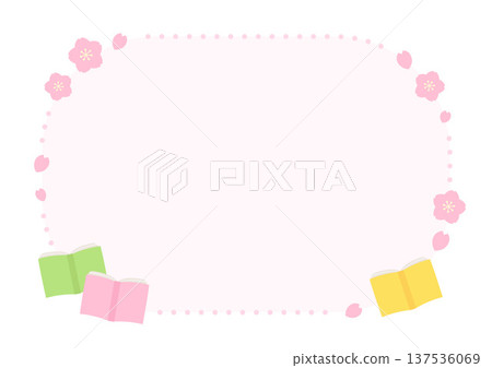 可愛的櫻花和書本春日相框 可愛的櫻花和書本春日相框 137536069