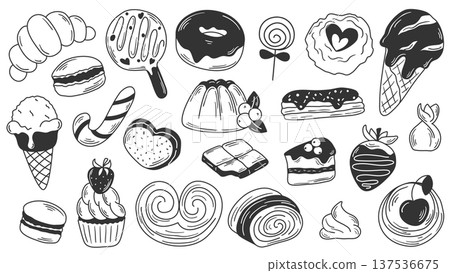Hand drawn sweets set Vector graphics Hand drawn sweets set Vector graphics 137536675