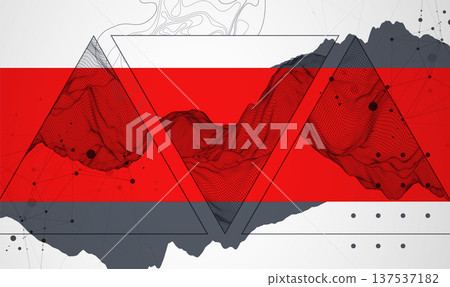 Wireframe abstract mountains in the middle of a triangle. ART background. Wireframe abstract mountains in the middle of a triangle. ART background. 137537182