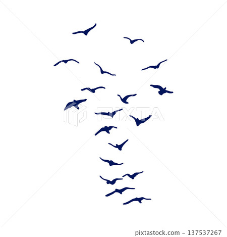Flock of Flying Birds Silhouette Soaring in Sky Isolated Vector Design Element, Wildlife Migration, Freedom and Grace Hand Drawn Sign of Dove Illustration Flock of Flying Birds Silhouette Soaring in Sky Isolated Vector Design Element, Wildlife Migration, Freedom and Grace Hand Drawn Sign of Dove Illustration 137537267