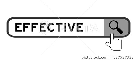 Search banner in word effective with hand over magnifier icon on white background Search banner in word effective with hand over magnifier icon on white background 137537333
