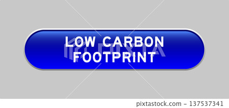 Blue color capsule shape button with word low carbon footprint on gray background Blue color capsule shape button with word low carbon footprint on gray background 137537341