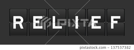 Black color analog flip board with word relief on gray background 137537382