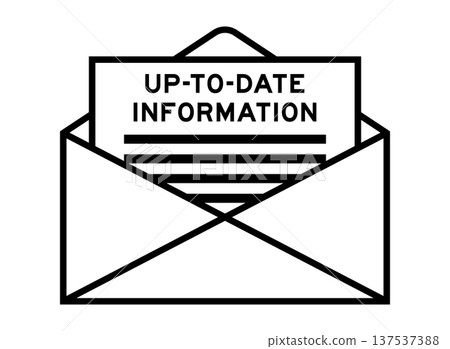 Envelope and letter sign with word up-to-date information as the headline 137537388
