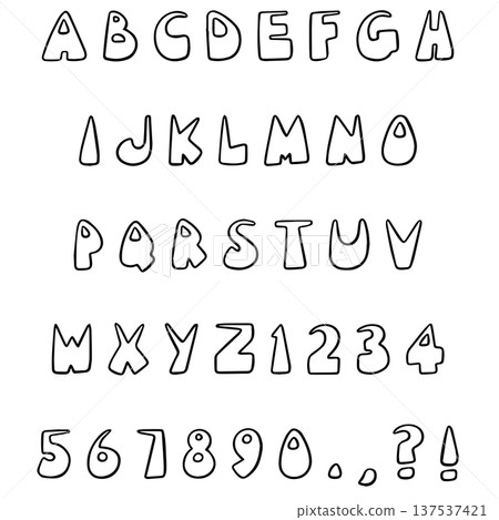 Handwritten typography font lettering ABC cartoon vector text fun comic Handwritten typography font lettering ABC cartoon vector text fun comic 137537421