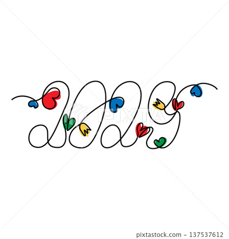 2029 Continuous line Hand Drawn Lettering with tulips, hearts shape with multicolor spots. Line Art. Isolated Vector illustration New Year Greeting Thematic Cards design Party Invite, leaflet, banners 2029 Continuous line Hand Drawn Lettering with tulips, hearts shape with multicolor spots. Line Art. Isolated Vector illustration New Year Greeting Thematic Cards design Party Invite, leaflet, banners 137537612