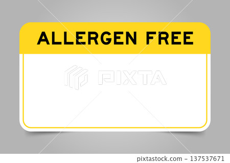 Label banner that have yellow headline with word allergen free and white copy space, on gray background 137537671