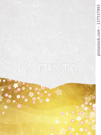 Gold leaf, cherry blossoms, and white Japanese paper 137537993