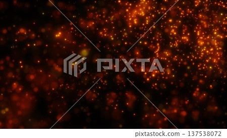 Glowing fiery particles floating in dark space, creating a vibrant and dynamic abstract scene Glowing fiery particles floating in dark space, creating a vibrant and dynamic abstract scene 137538072