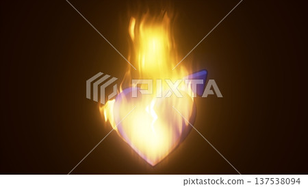 Abstract fiery burning in flame loving heart male symbol Mars astronomical symbol for valentine's day on dark background 137538094