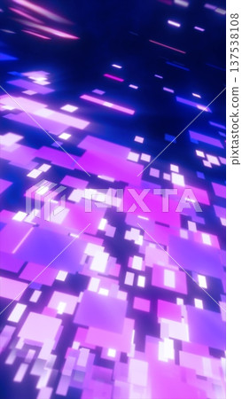 Abstract glowing purple and pink digital rectangles forming a futuristic grid pattern, symbolizing data networks and motion Abstract glowing purple and pink digital rectangles forming a futuristic grid pattern, symbolizing data networks and motion 137538108