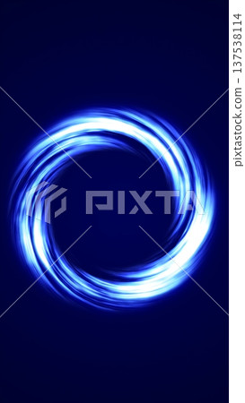 Vivid swirling blue energy ring glowing against a dark space background 137538114