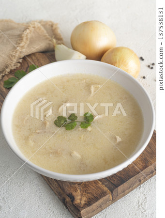 Chikhirtma - Georgian traditional soup made from chicken Chikhirtma - Georgian traditional soup made from chicken 137538131