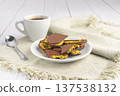 Dubai style chocolate pieces with pistachio 137538132