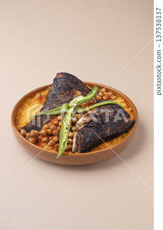traditional Tunisian couscous with fish 137538137
