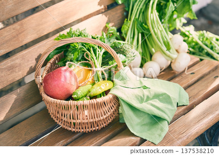 Vegetables on the bench Vegetables on the bench 137538210