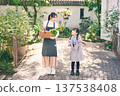 父母和孩子在花園裡拿著蔬菜 137538408